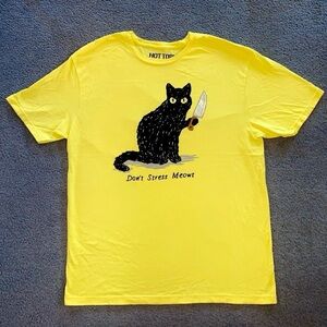 Hot Topic Yellow Unisex Don’t Stress Meowt Short Sleeve T-shirt